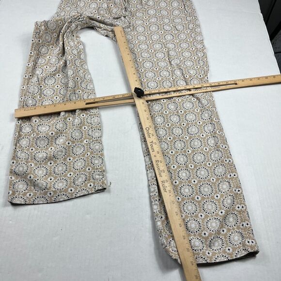 Ann Taylor Linen Blend Straight Leg Pants Boho Geometric Print Lightweight Small - Picture 4 of 12